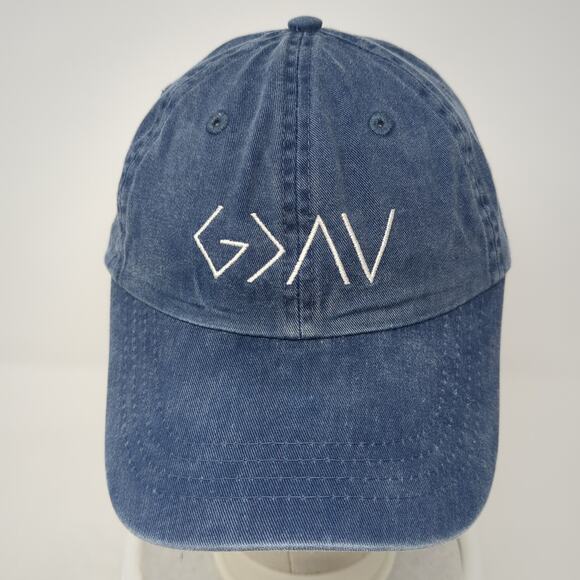 God is Greater Than the Highs and Lows Baseball Cap Blue One Size Adjustable - Picture 2 of 9